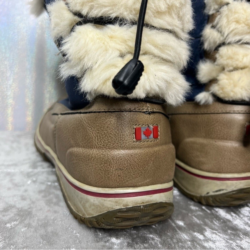 Pajar ice pick winter boots blue cream tan brown black furry fuzzy fur faux - Picture 6 of 12